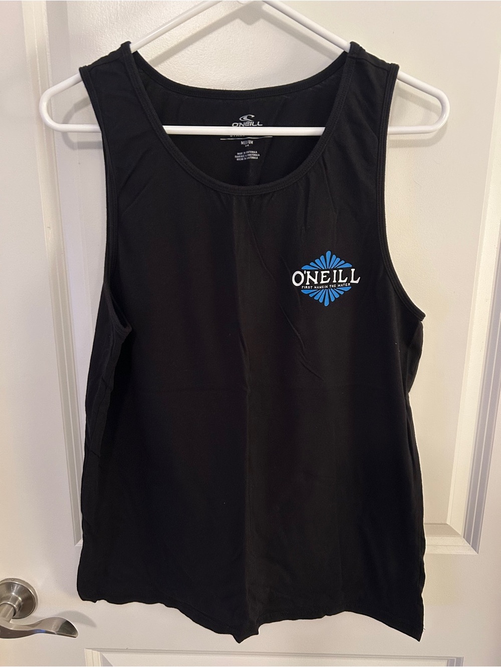 O'Neill Black Tank with Blue & White Sunburst Logo